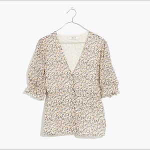 Madewell Silk V-neck Peplum Popover